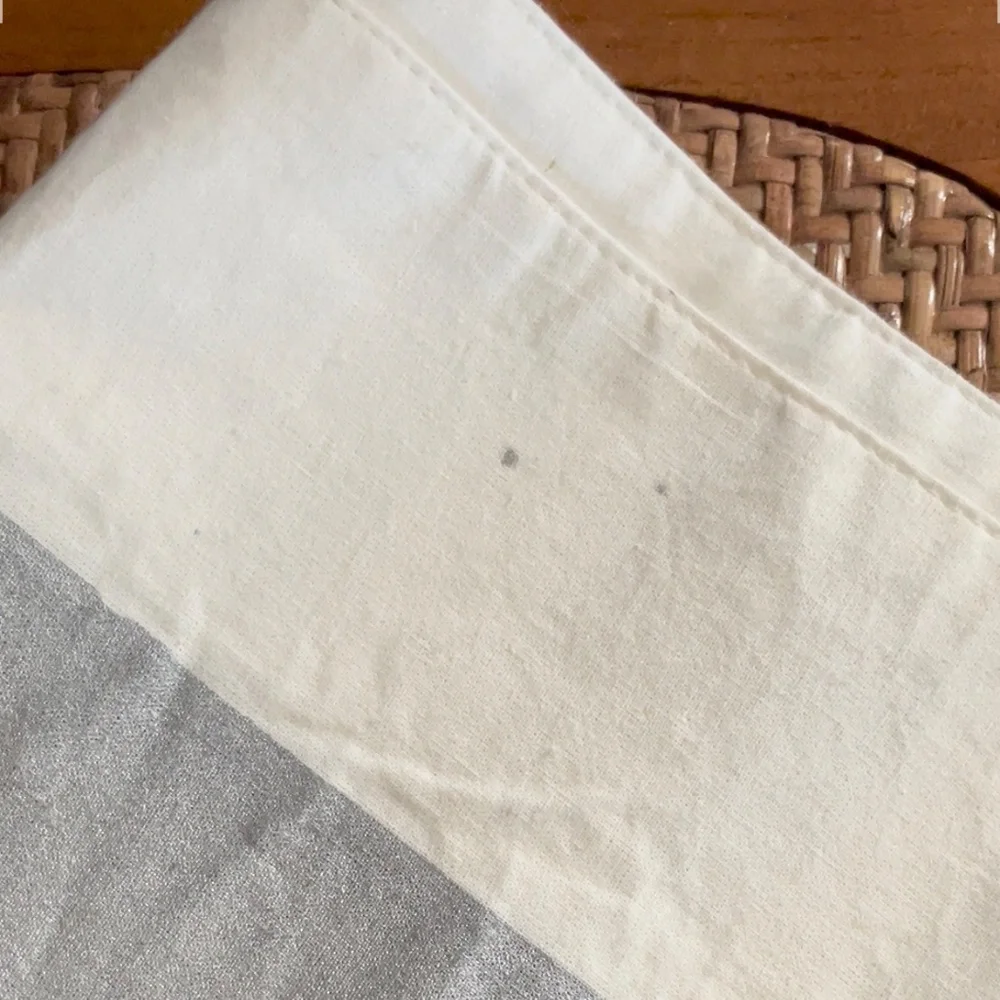 West Elm painted silver white table runner 14 x 90 cotton